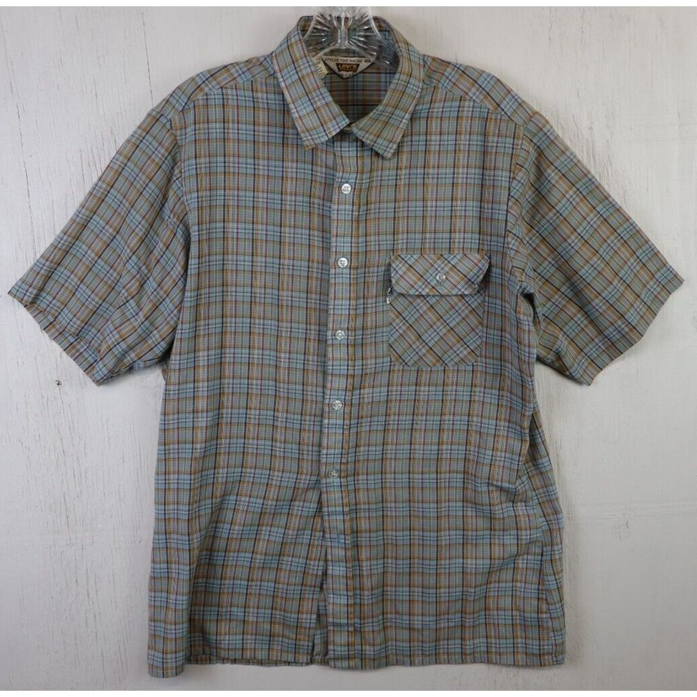 Levis True Vintage Big E Shirt‎ Size L Button Front Western Multicolor Plaid